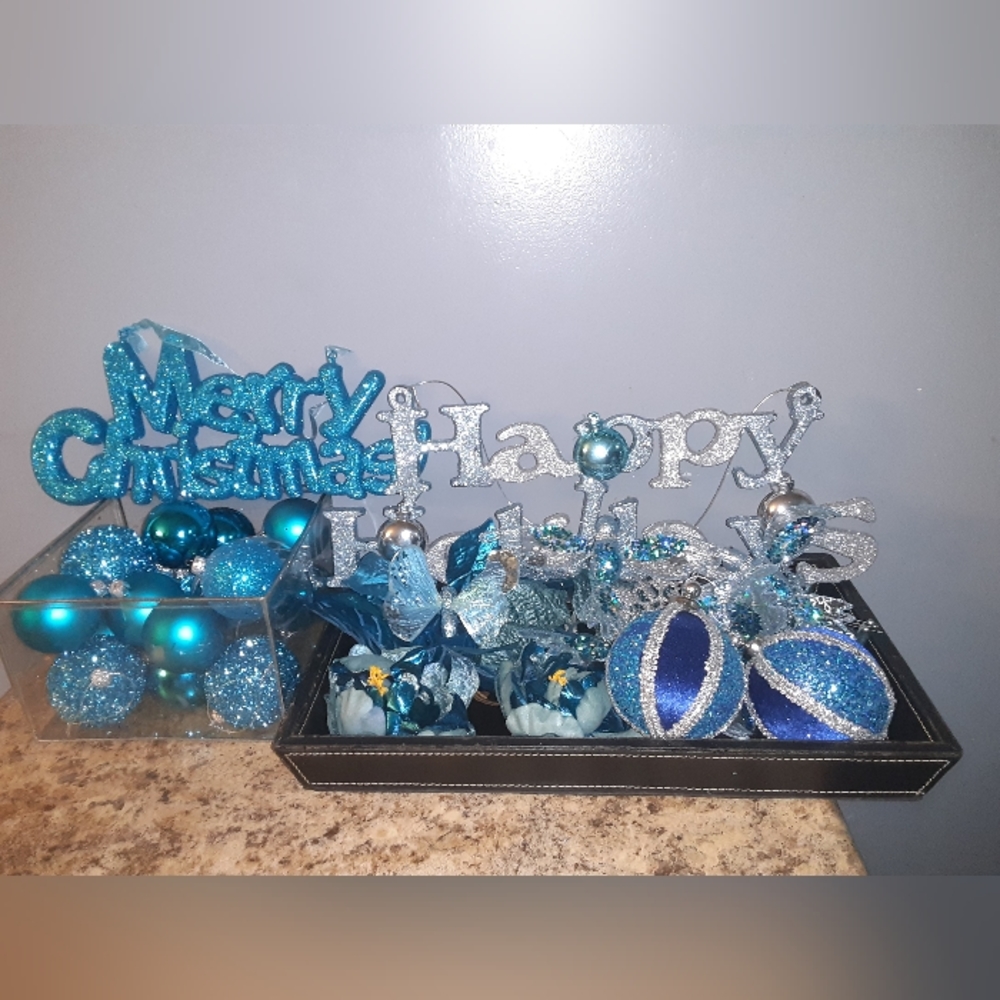Teal, Turquoise, Blue Christmas Decoration Bundle